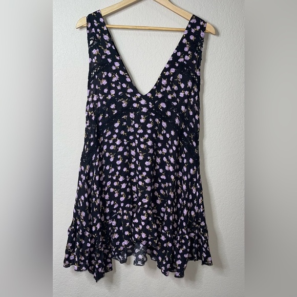 Free People Let It Happen Mini Slip Babydoll Dress Floral Back Purple Size XS - Picture 5 of 10